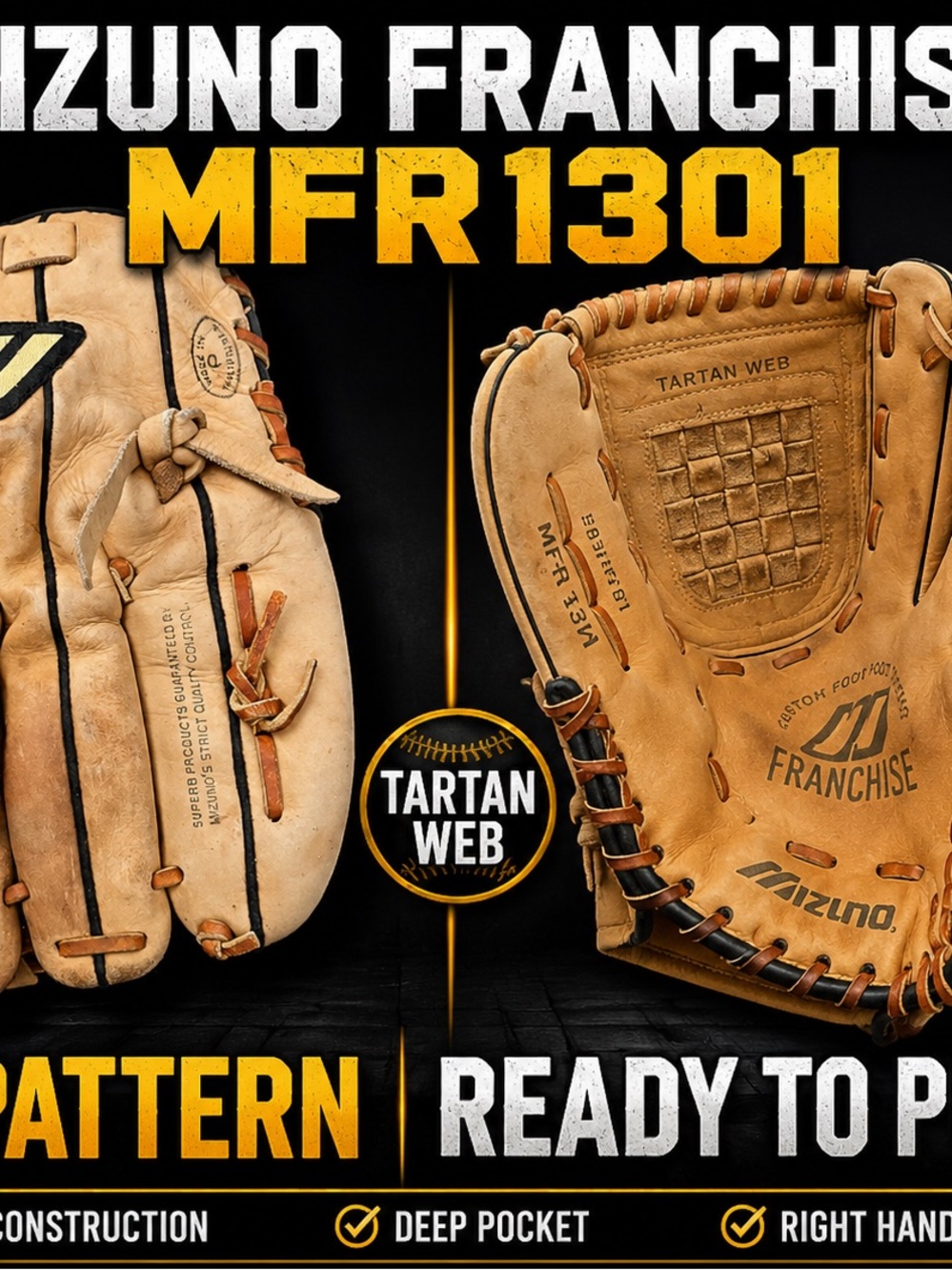 Mizuno Tan Leather Baseball Glove with Black Accents